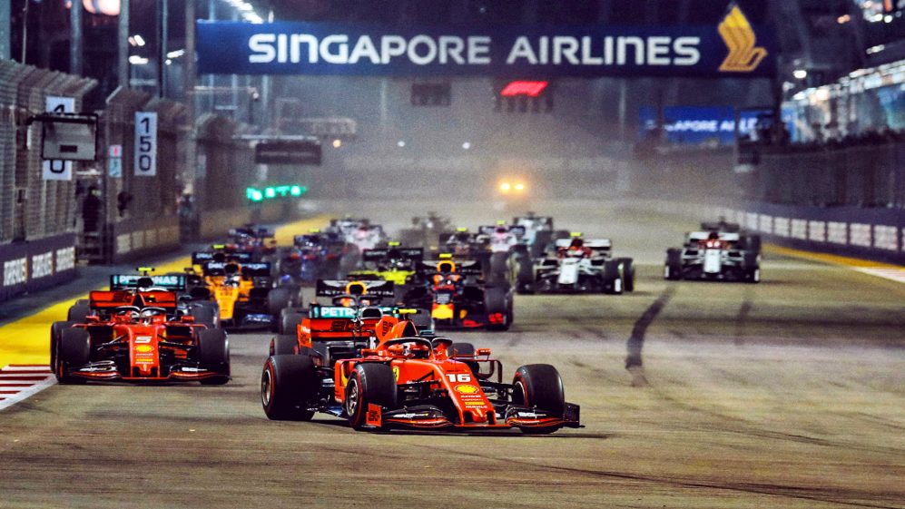 Largada do GP de Singapura de 2019, em Marina Bay: Norris completou a volta 1 em sétimo